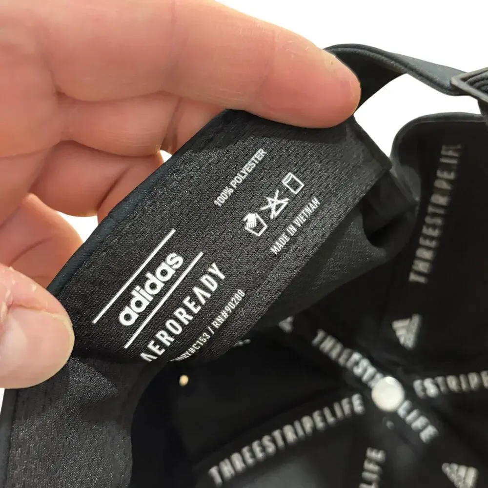 BRAND NEW adidas Aeroready 3 Stripe Logo Black‎ Adjustable Strap Hat Cap OSFM